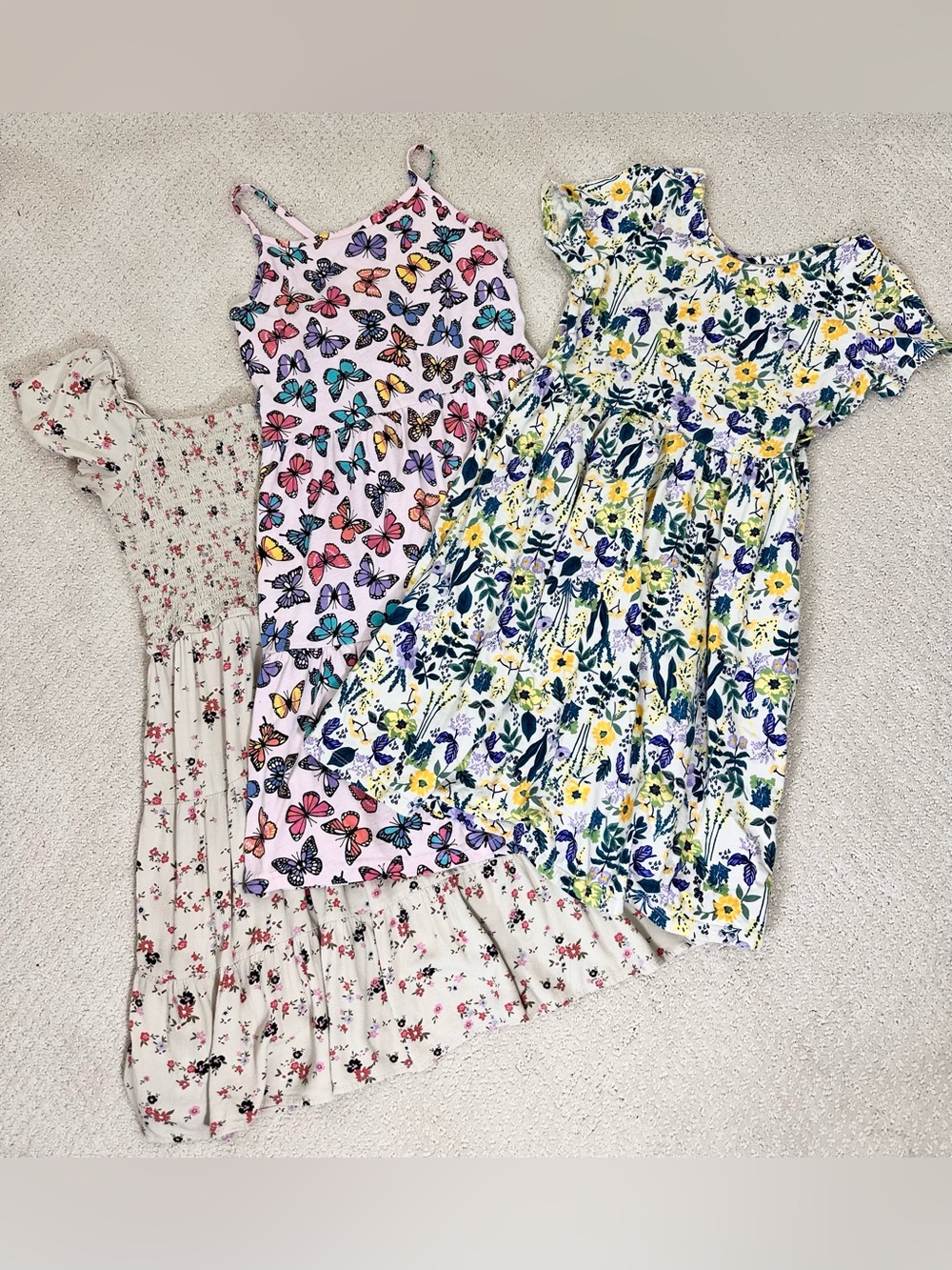 Bundle of 3 Girls Dresses Size Large 10/12 Floral Butterfly Summer Spring